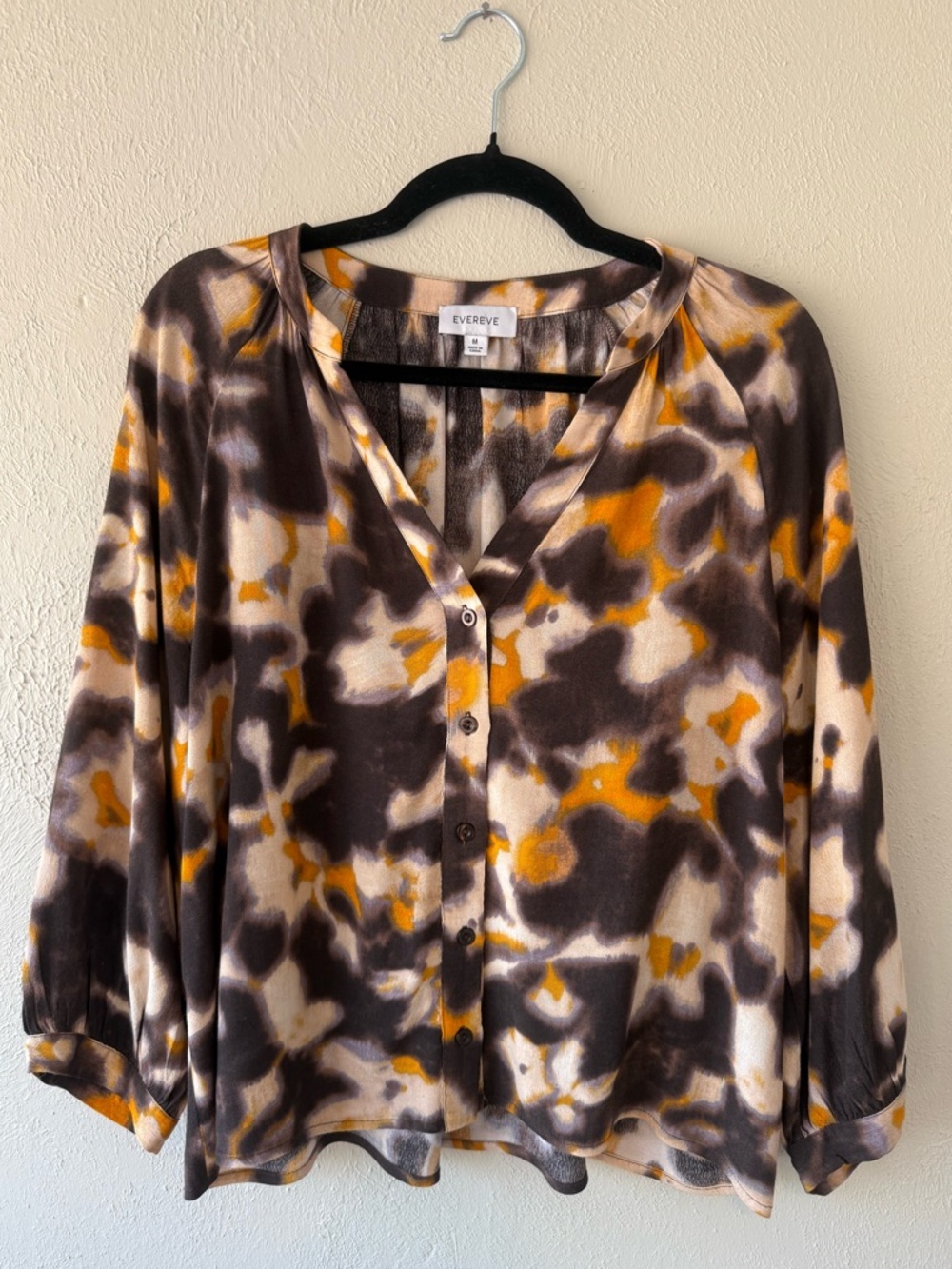 Evereve Abstract Print Button-Front Blouse